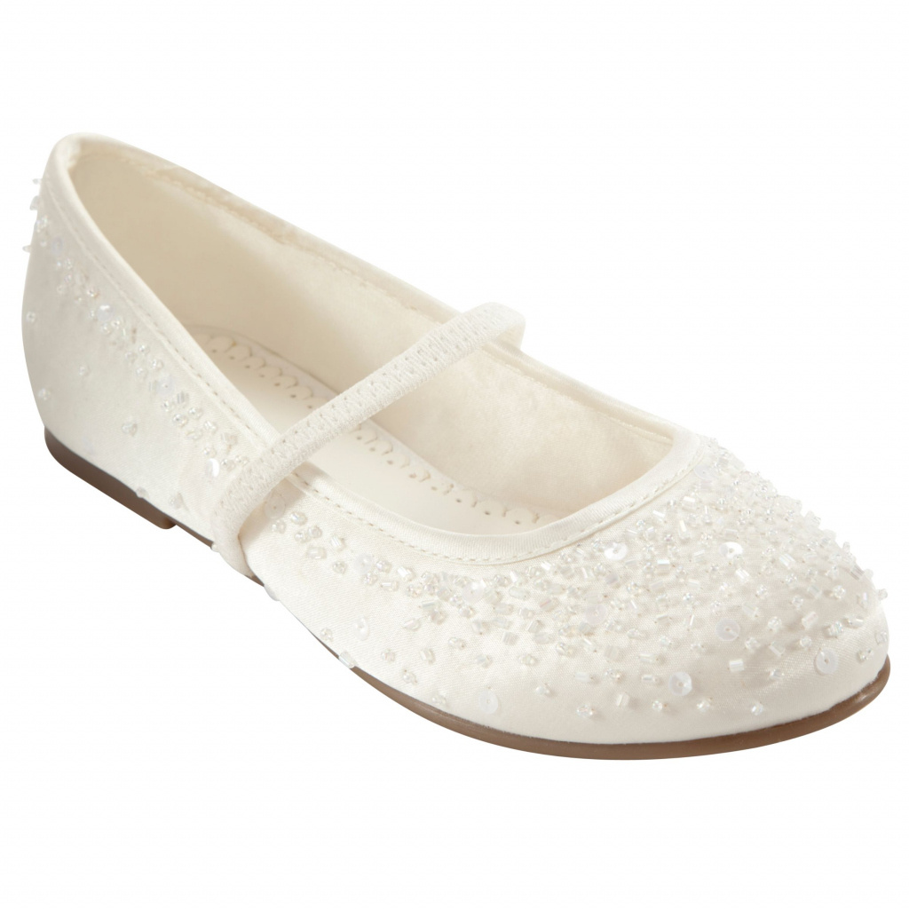 Bielo-smotanové saténové topánky na 1. sväté prijímanie s korálkami 089JL