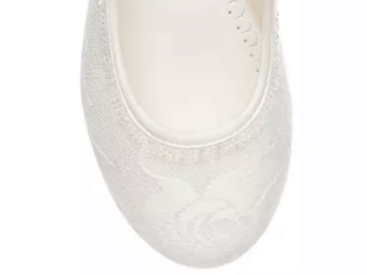 Bielo-smotanové čipkované topánky na 1. sväté prijímanie s korálkami 092JL
