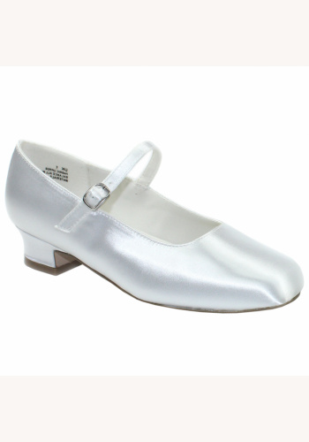  Biele saténové topánky na 1. sväté prijímanie na nízkom opätku 097LP