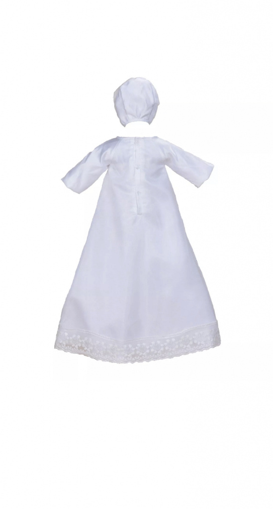 Biele dlhé dievčenské šaty na krst s krížom 2-dielny set 030E