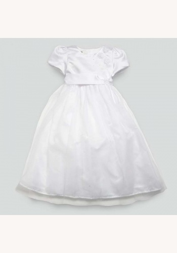 Biele dlhé šaty na 1. sväté prijímanie s krátkym rukávom 015