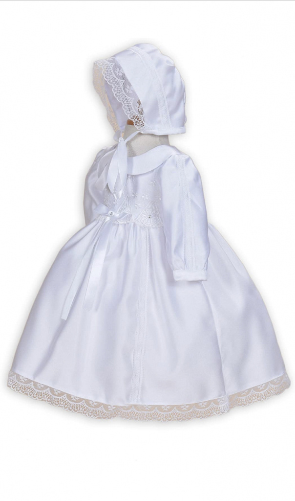 Biele saténové dievčenské šaty s dlhými rukávmi 2-dielny set  031E