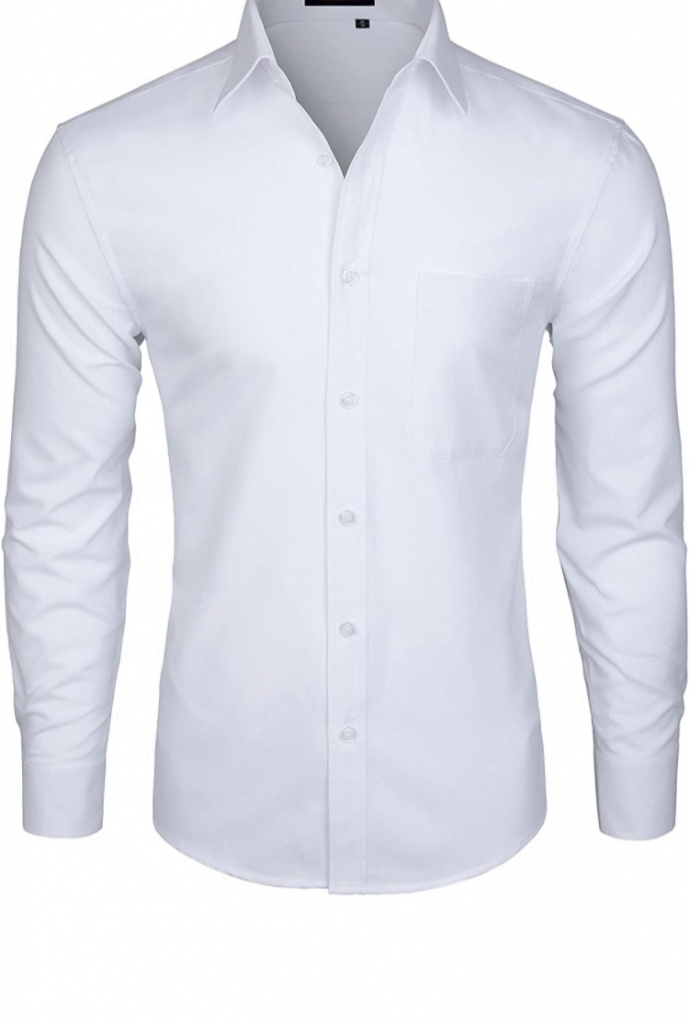 Tall biela formálna pánska bavlnená košeľa regular fit 069AZ