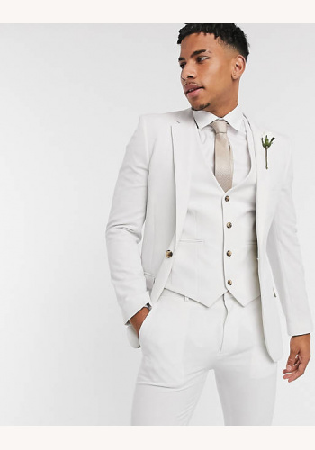 Ľadovo-sivý 3-dielny svadobný pánsky oblek super skinny fit 0110A