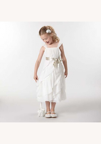 Biele midi šaty s volánovou sukňou na hrubšie ramienka 021AG