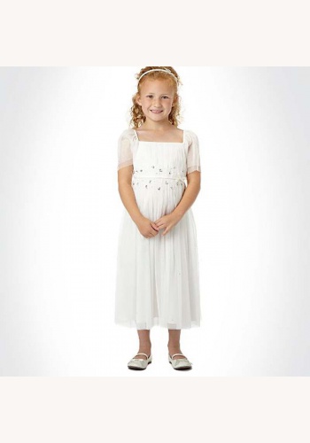 Biele midi šaty s krátkym rukávom 022T