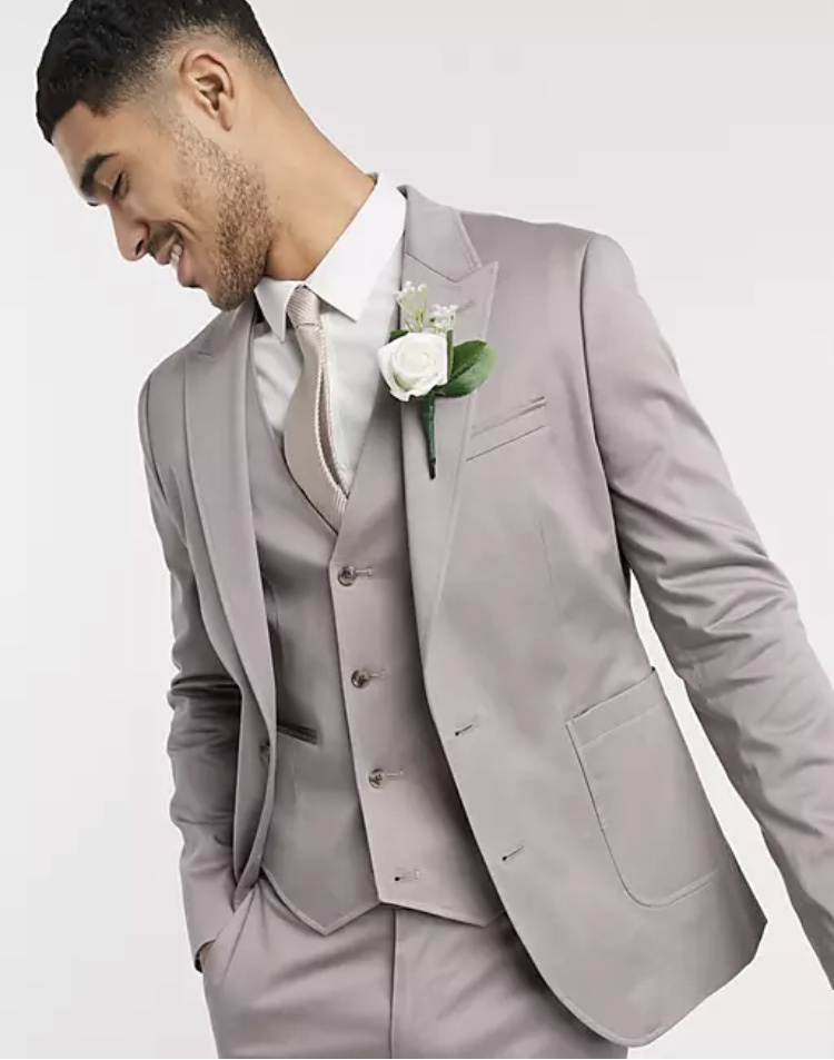 Šedý 3-dielny svadobný pánsky oblek skinny fit 0113A