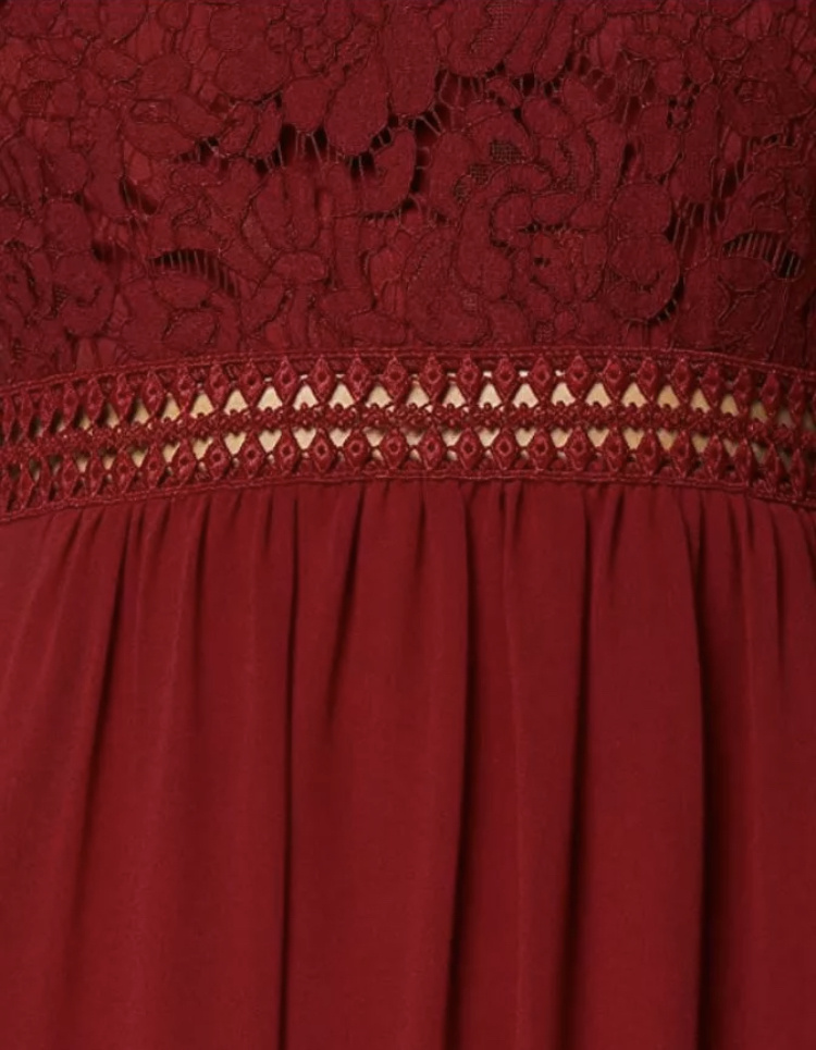 Vínovo-červené/bordové čipkované midi šaty 479TF