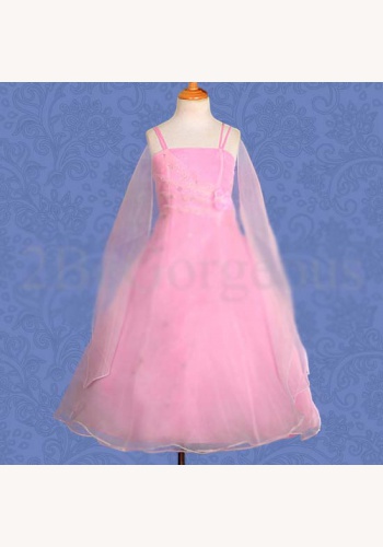 Ružové dlhé šaty na ramienka 031