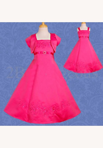 Ružové dlhé šaty na ramienka s bolerkom s krátkym rukávom 032