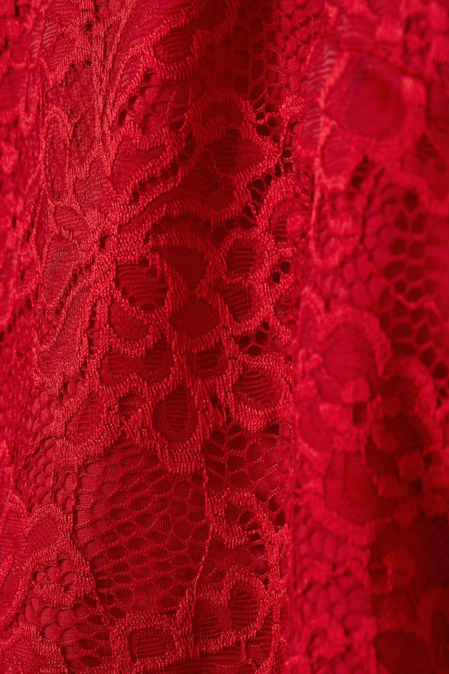 Červené midi úzke čipkované šaty 481HM