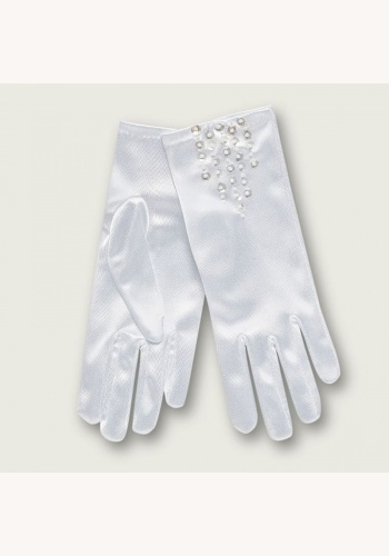 Biele saténové rukavičky s flitrami 006