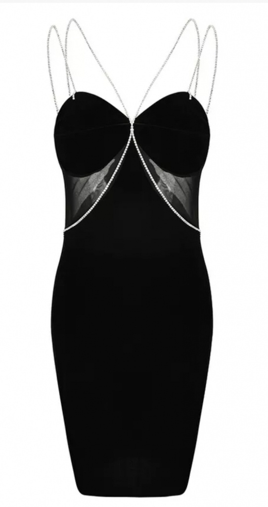 Čierne úzke zamatové sexy klubové mini šaty 299E