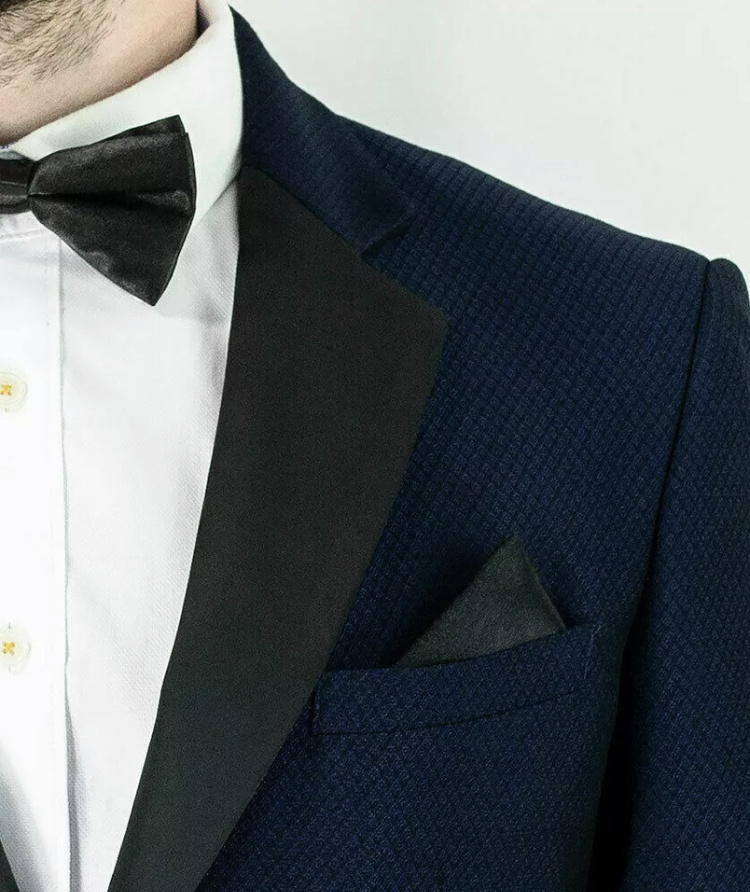 Modrý pánsky dvojdielny smoking tuxedo slim fit 0115HOC