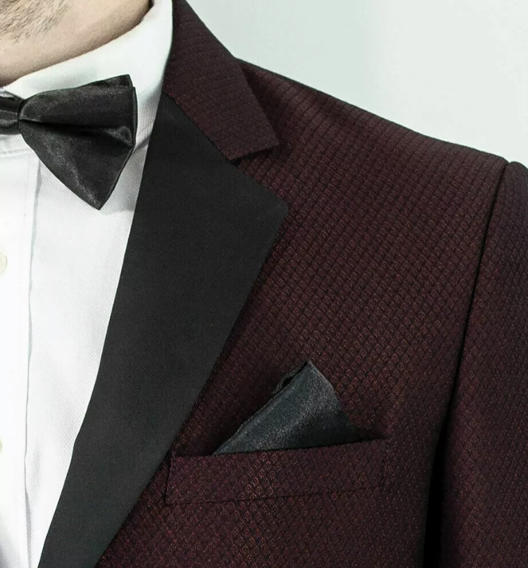 Bordový/vínový pánsky dvojdielny smoking tuxedo slim fit 0115HOCa