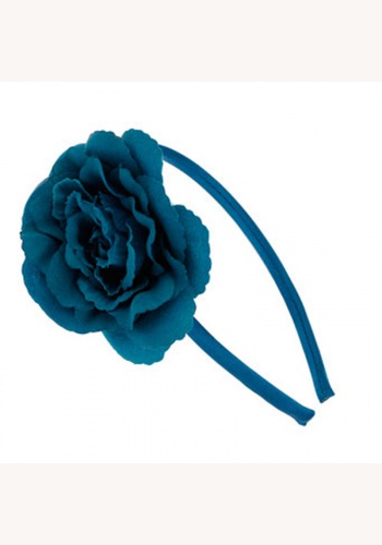 Modrá čelenka na vlasy s kvetom 026