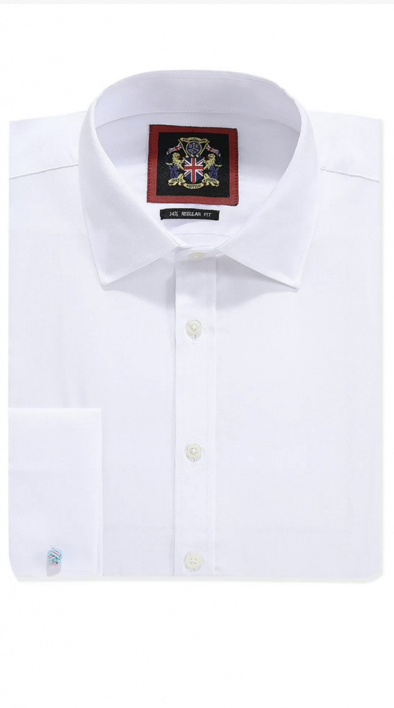 Biela pánska hladká formal košeľa na manžety regular 070E