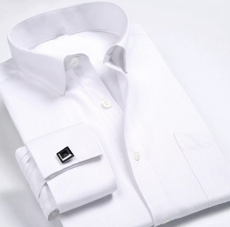 Biela pánska formálna košeľa na manžety s manžetami 071E