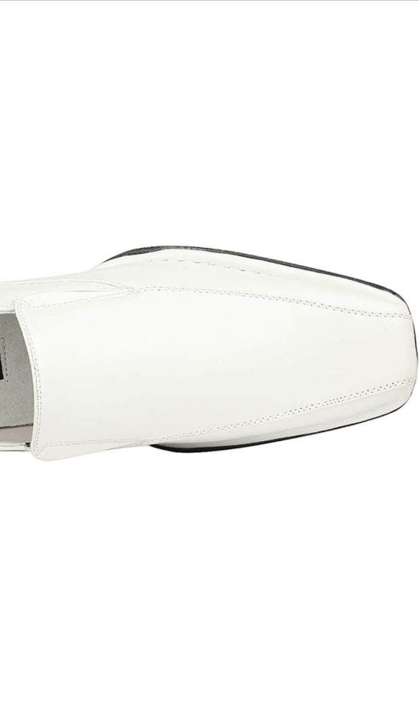 Biele pánske topánky mokasíny s koženou podšívkou 023AZ