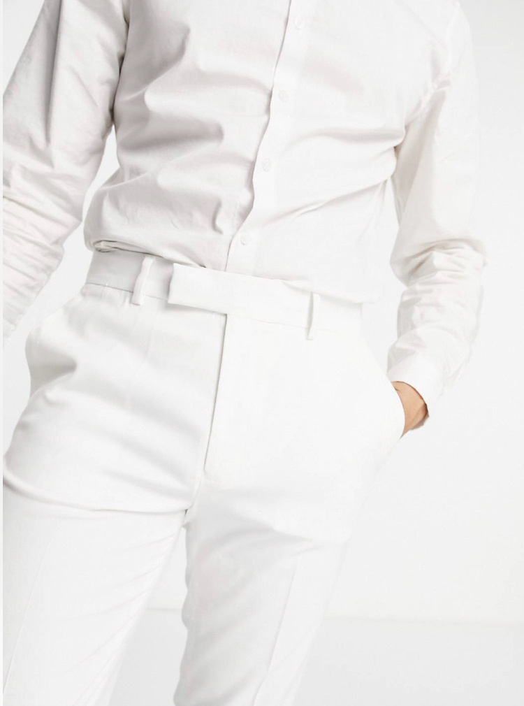 Biely 3-dielny svadobný pánsky oblek skinny fit 117A