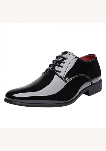 Čierne pánske klasické formálne lakované topánky na šnurovacie 019AZa