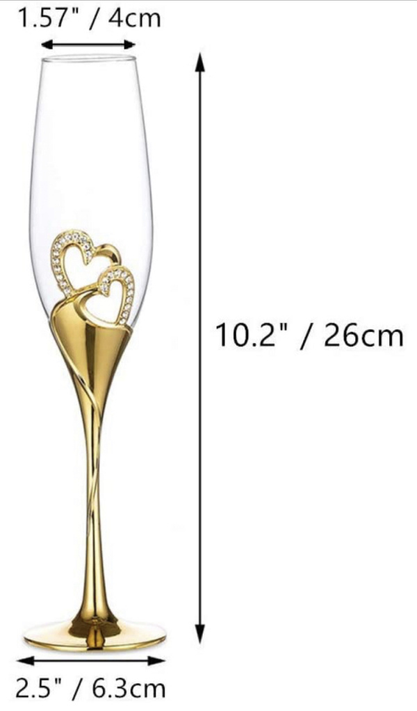 Svadobné poháre s diamantovými srdciami 012Aa - zlaté