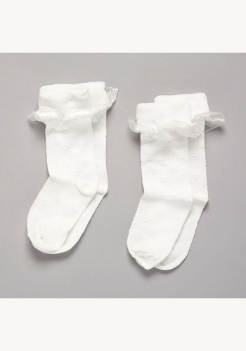 Biele ponožky so srdiečkami 039