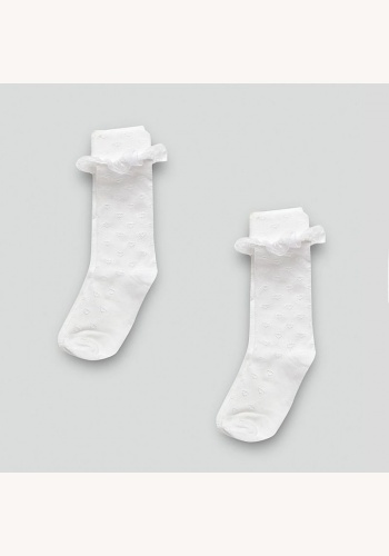 Biele ponožky so srdiečkami 040