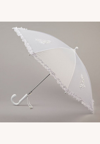Biely dievčenský dáždnik s čipkou a flitrami 045O