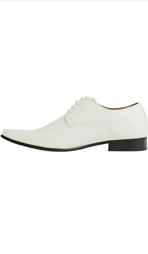 Biele pánske lakované formálne topánky 023AZ