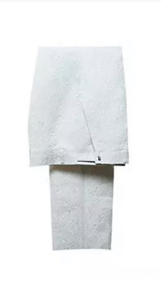 Biely pánsky svadobný 3-dielny brokátový oblek tailored fit 0118E