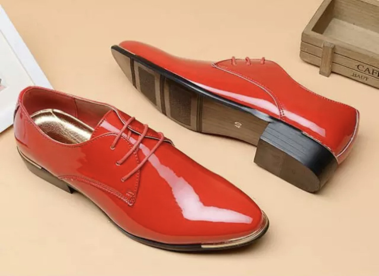 Červené pánske lakované topánky 024Ec