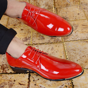 Červené pánske lakované topánky 024Ec