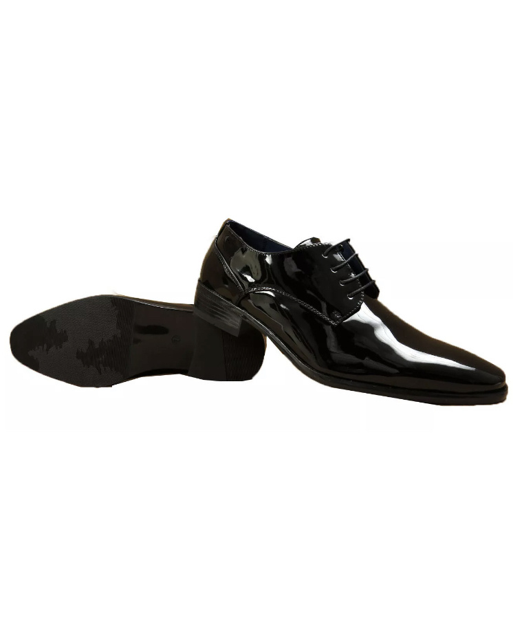 Čierne pánske formálne lakované topánky 025Ea
