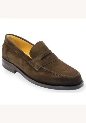 Hnedé semišové ručne robené slip on mokasíny 026SW