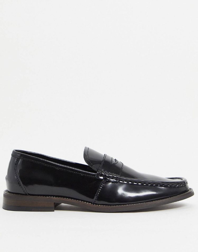 Čierne lakované mokasíny loafers 027GF