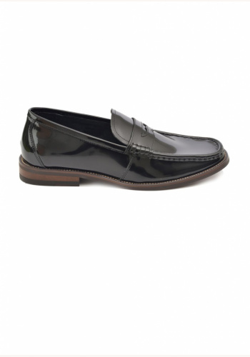 Čierne lakované mokasíny loafers 027GF