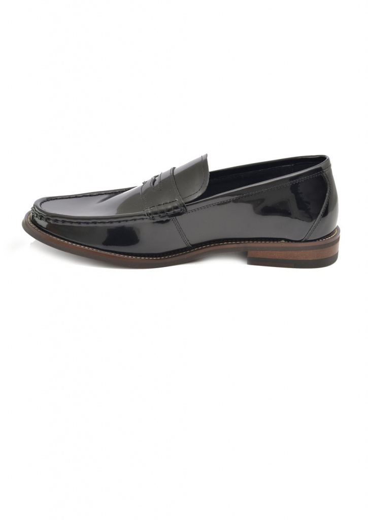 Čierne lakované mokasíny loafers 027GF