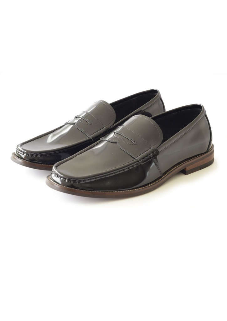 Čierne lakované mokasíny loafers 027GF