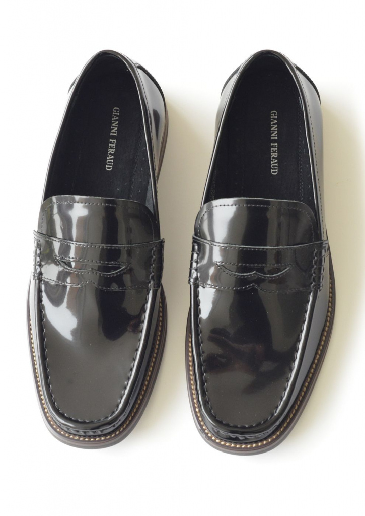 Čierne lakované mokasíny loafers 027GF