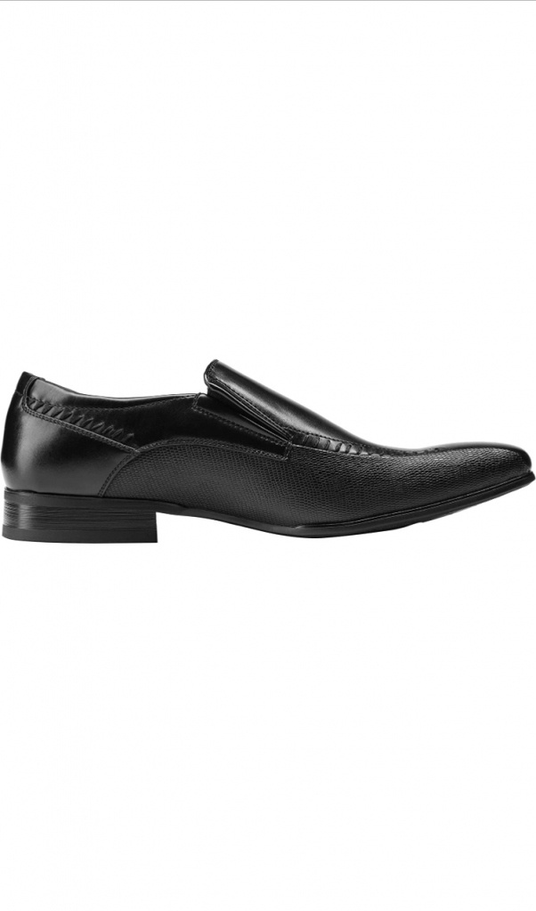 Čierne pánske nazúvacie topánky mokasíny s koženou podšívkou 029BM
