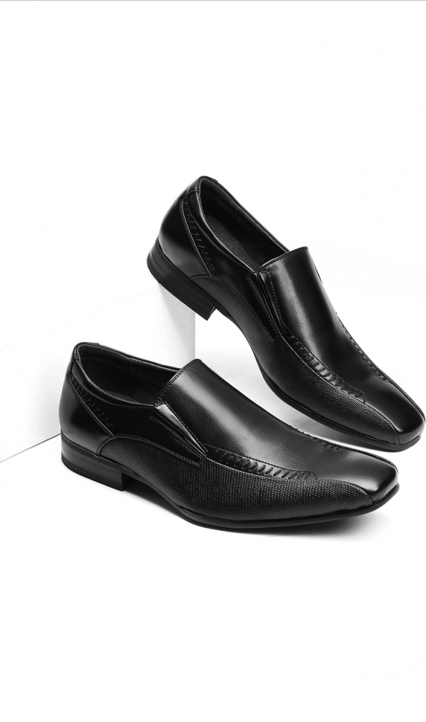 Čierne pánske nazúvacie topánky mokasíny s koženou podšívkou 029BM