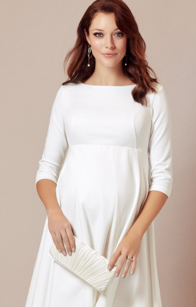 Tiffany Rose smotanové midi tehotenské šaty s 3/4 rukávom 302TR
