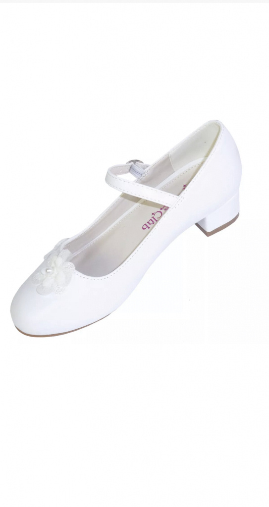 Biele dievčenské detské topánky na podpätku na 1. sväté prijímanie 0114E