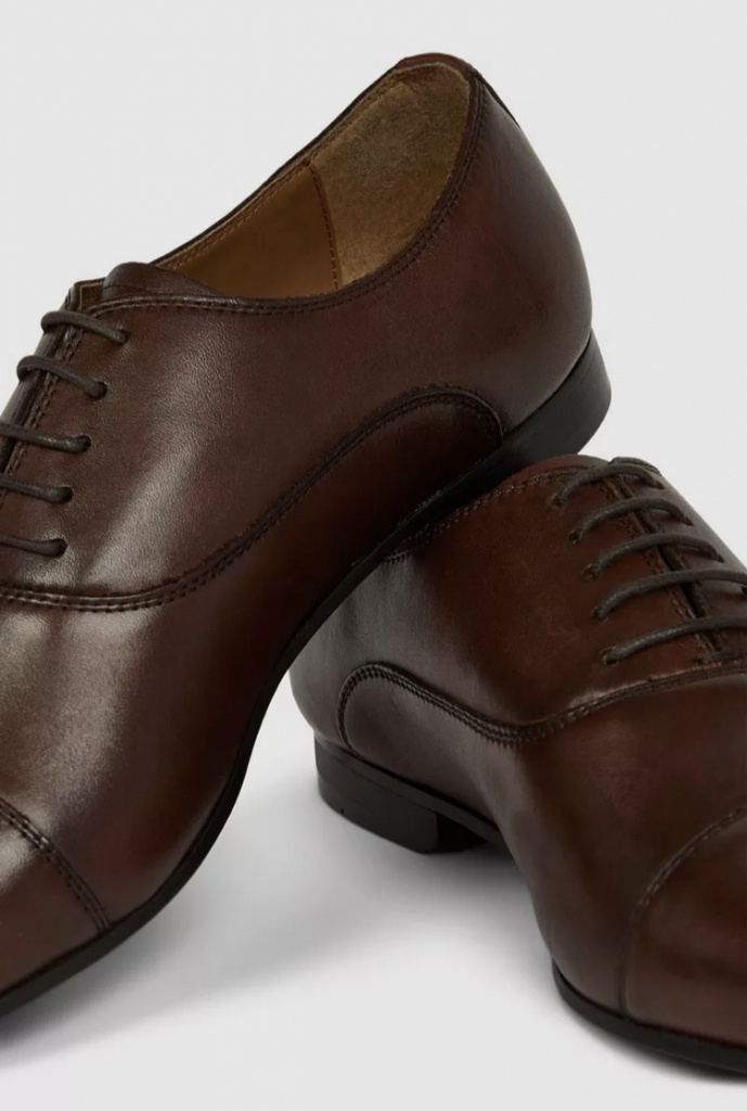 Hnedé pánske formálne kožené topánky Oxford 032D