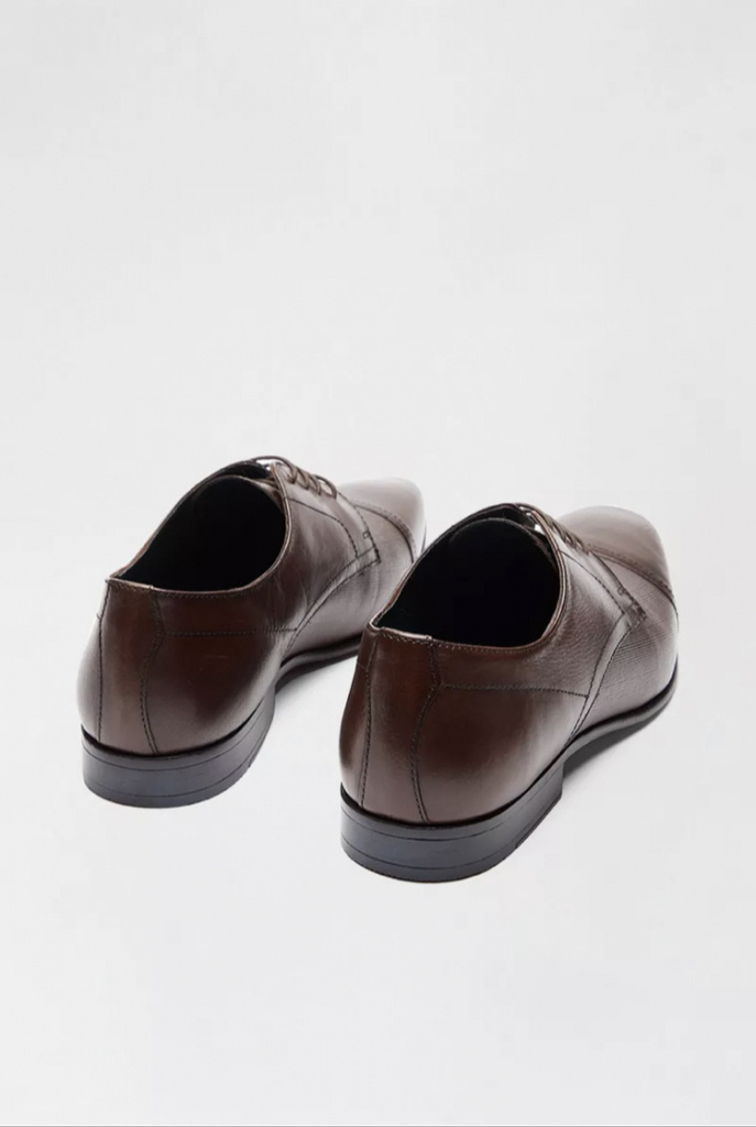 Hnedé pánske formálne kožené topánky Derby 033B