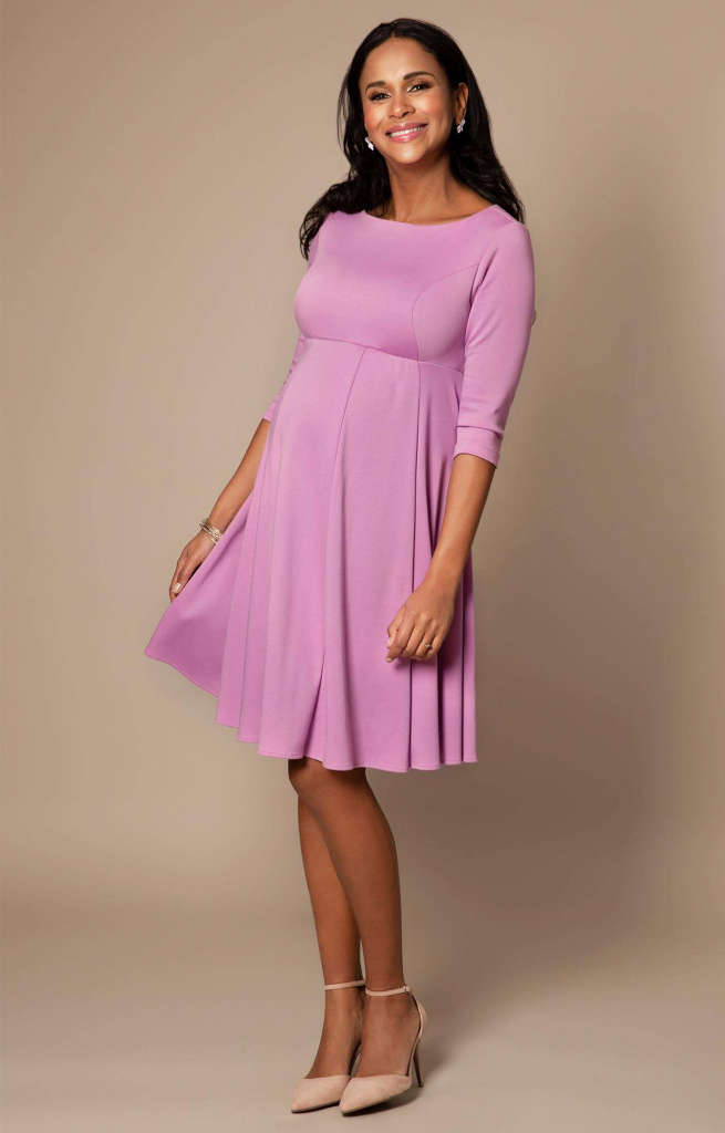 Tiffany Rose fialové/lilac midi tehotenské šaty s 3/4 rukávom 302TRa