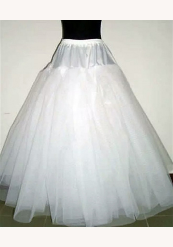 Biela 3-vrstvová dlhá tylová spodnička/sukña bez obrúčok 008E