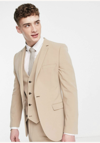 Béžový camel pánsky svadobný oblek slim fit 0125A