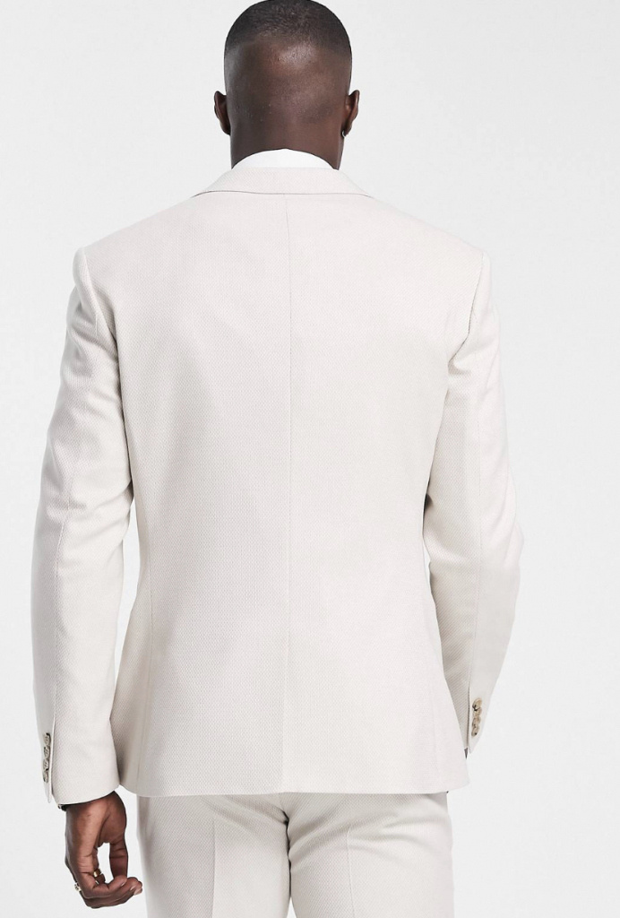 Béžový pánsky prémium oblek s mikro textúrou s obojstranným strečom slim fit 0131ANK